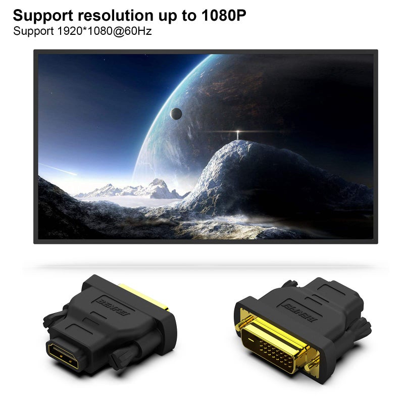 BENFEI DVI to HDMI Adapter, 4 Packs Bidirectional HDMI to DVI-D Adapter with Gold-Plated Connectors - Image 4